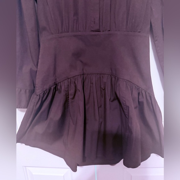 STAUD Rocco Bottom Chocolate Long Sleeve Mini Dress Size 8 - Picture 10 of 12